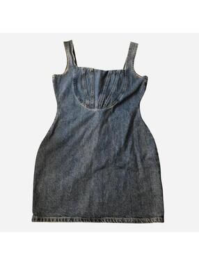 Nasty Gal Vintage Wash Denim Corset Seam Mini Dress Size US 8 / UK 12